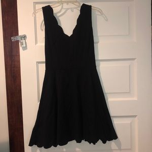 Scalloped Edge Black Mini Dress